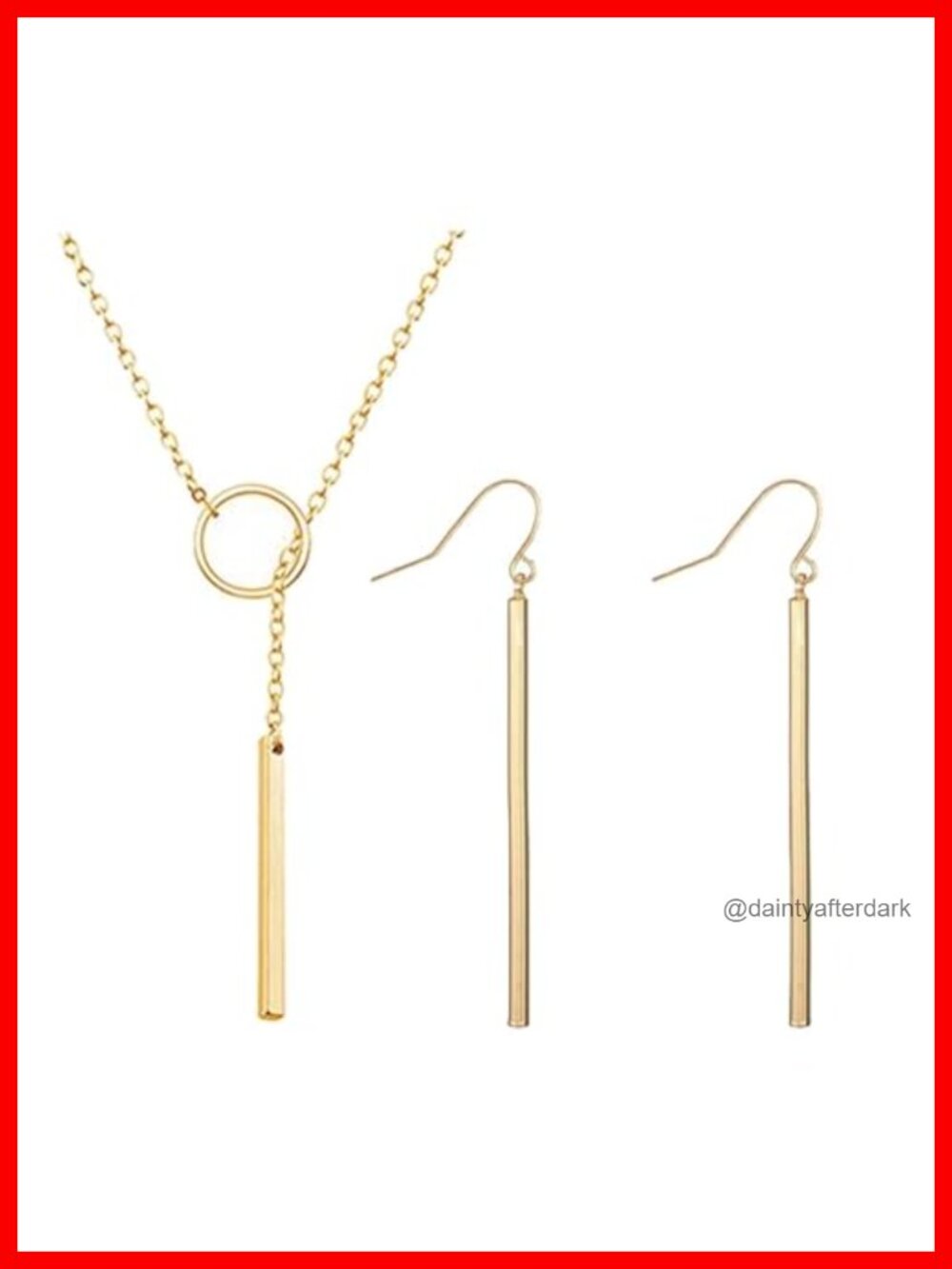 Gold Plated Dangle Earrings Layered Y-Necklace Jewelry Set Women